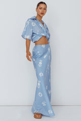 Light Aura Button Up Shirt Print Blue White