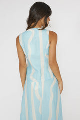Meet Me There Tied Vest Top Abstract Blue