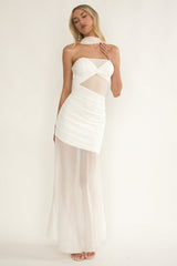 Lumiere Strapless Sheer Mesh Dress White