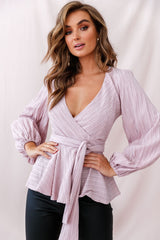 Macy Fit & Flare Wrap Top Mauve