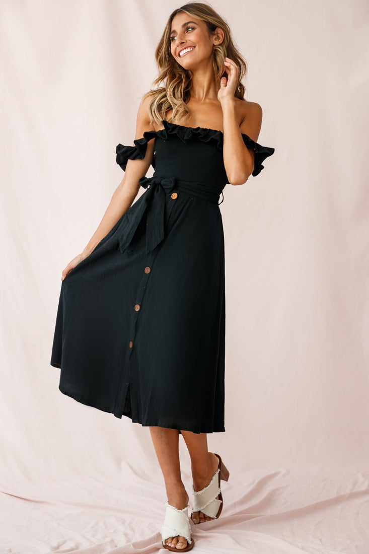 Matisse Off-Shoulder Placket Dress Black