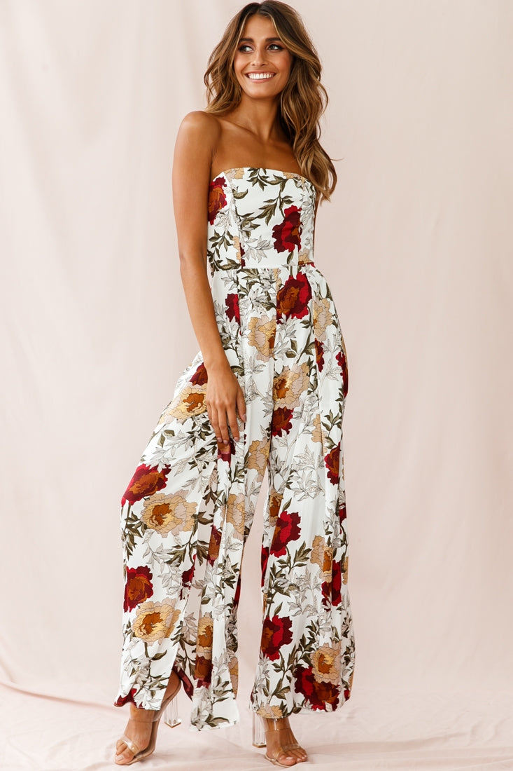Yuzu Wide Leg Bandeau Jumpsuit White