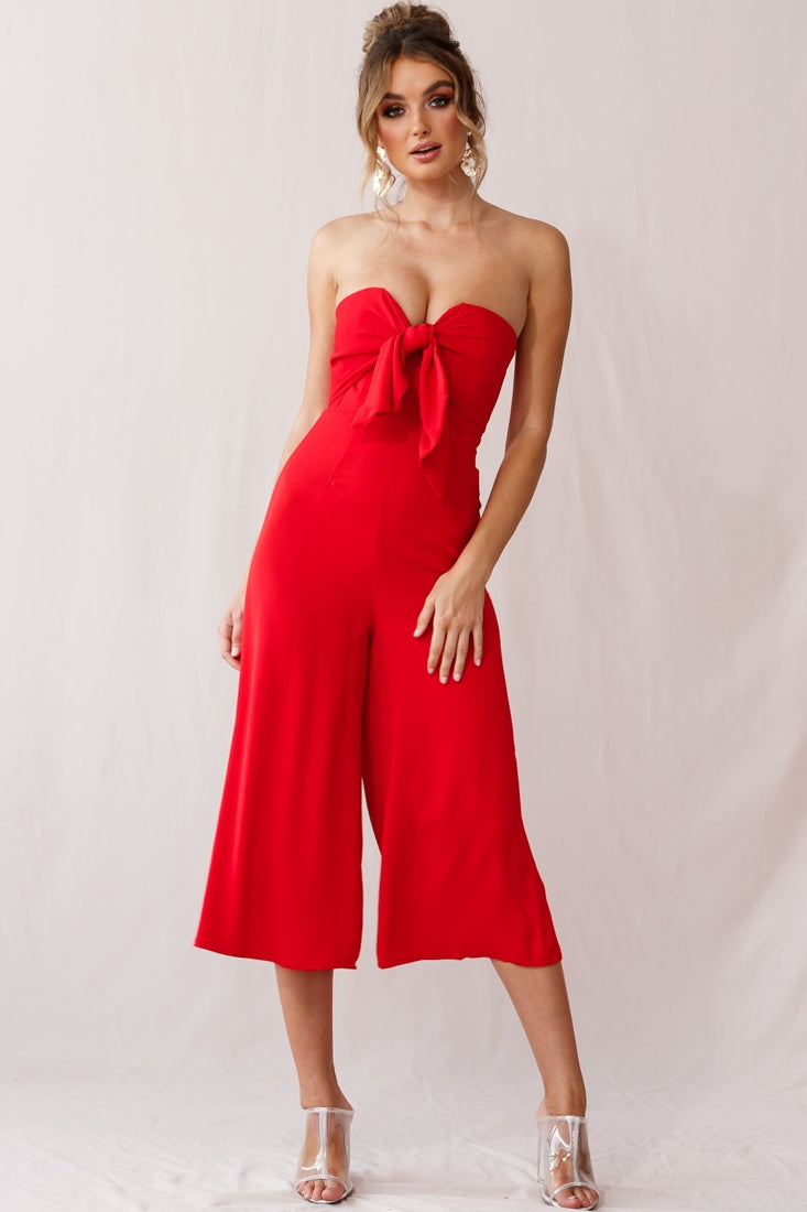Khloe Summer Bow Tie Jumpsuit Red