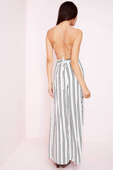 Sidney Striped Maxi Romper White Black