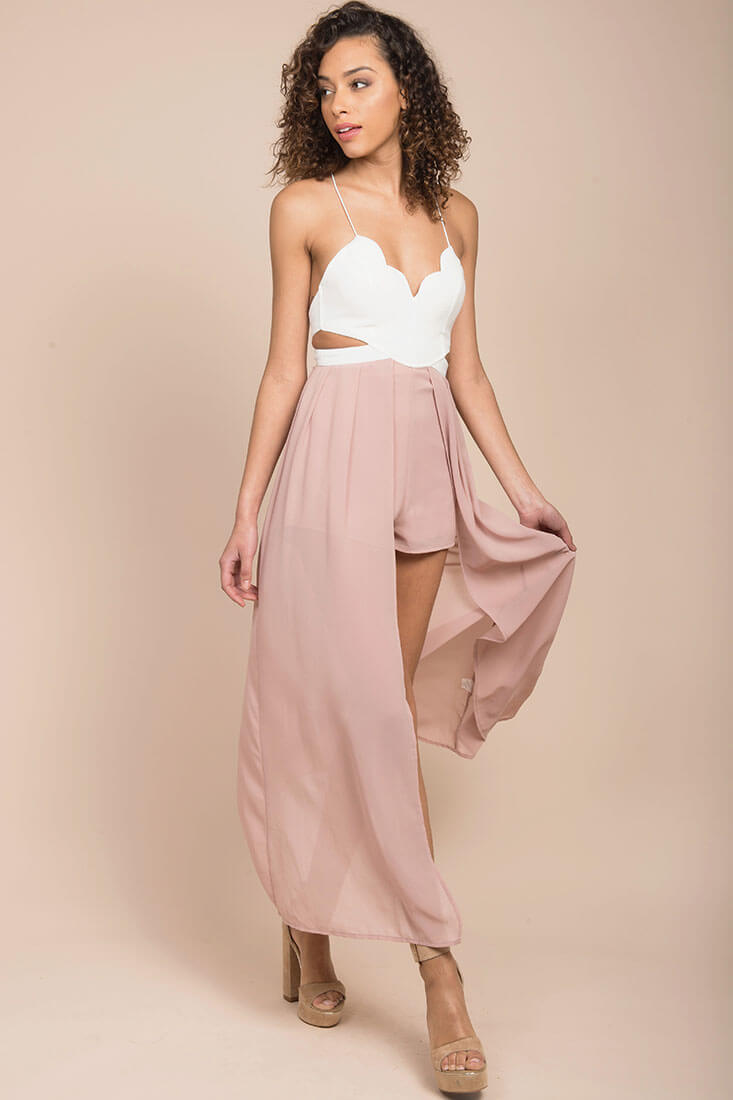 Trista cutout Maxi Romper White