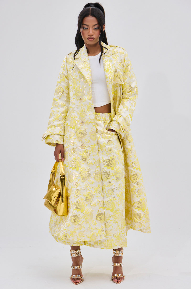 NO EXPECTATIONS CROPPED BROCADE PANTS
