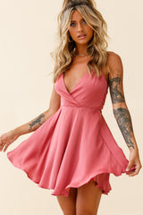Secret Place Strappy Tie Back Party Dress Rose