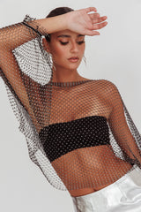 Drama, Drama Long Sleeve Fishnet Top Black