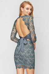 Karina Sexy Lace Party Dress Khaki