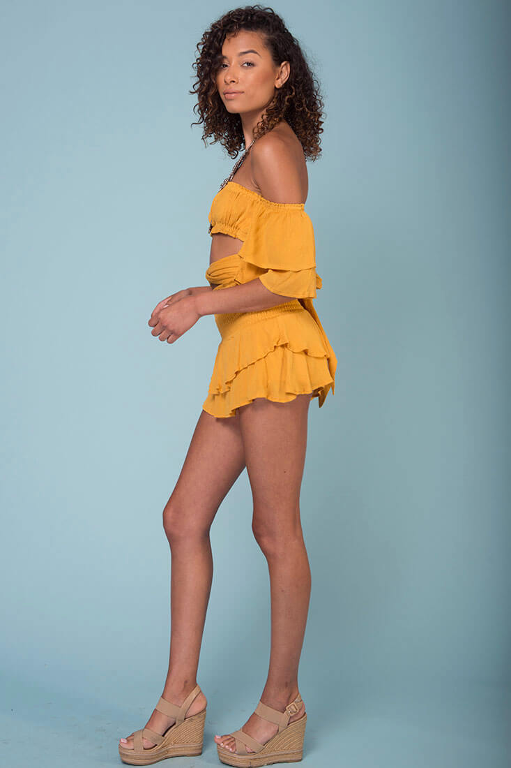 Rhea Top and Skort Set Mustard