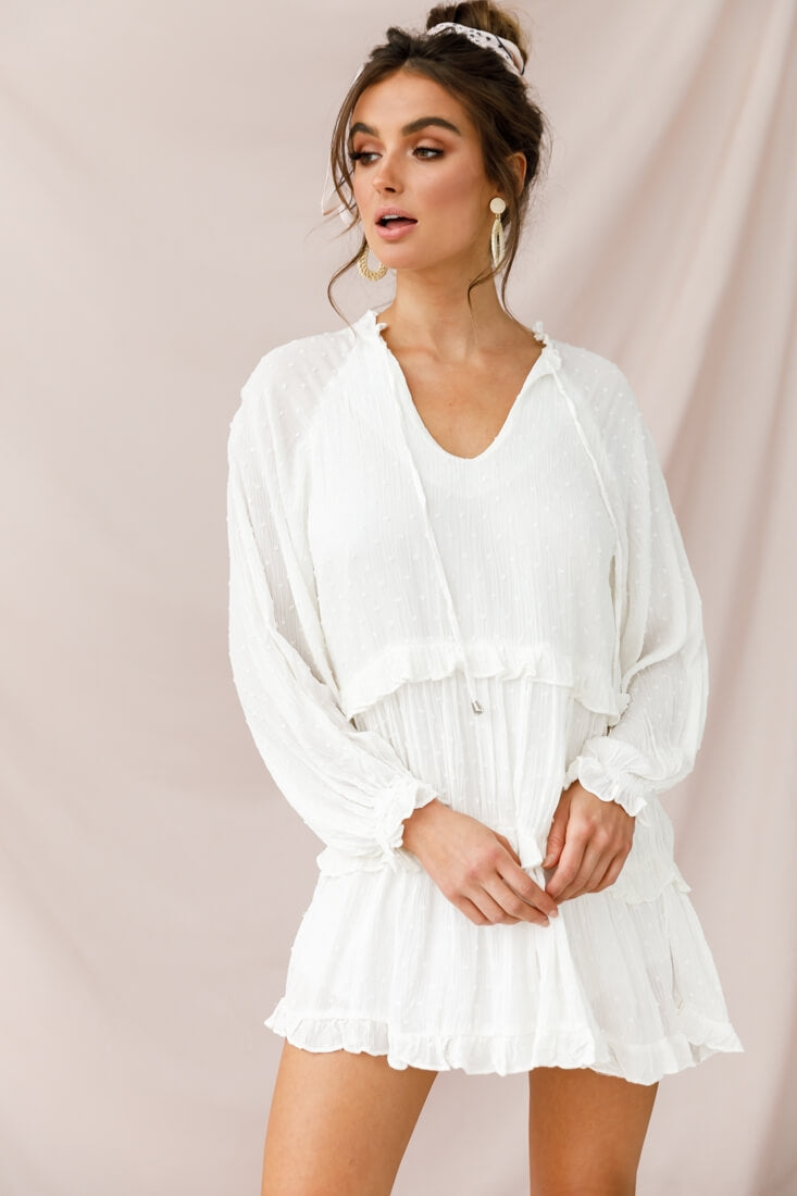 Pollyanna Tiered Swing Dress White