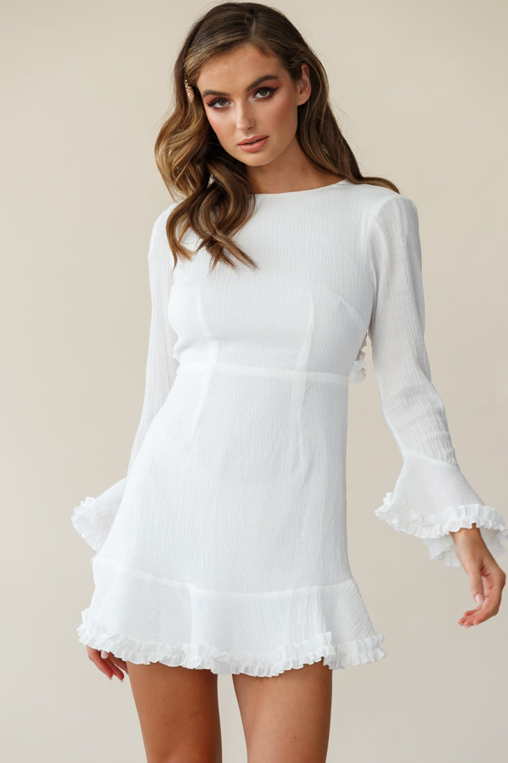 Marta Flared Cuff Cut-Out Back Dress White