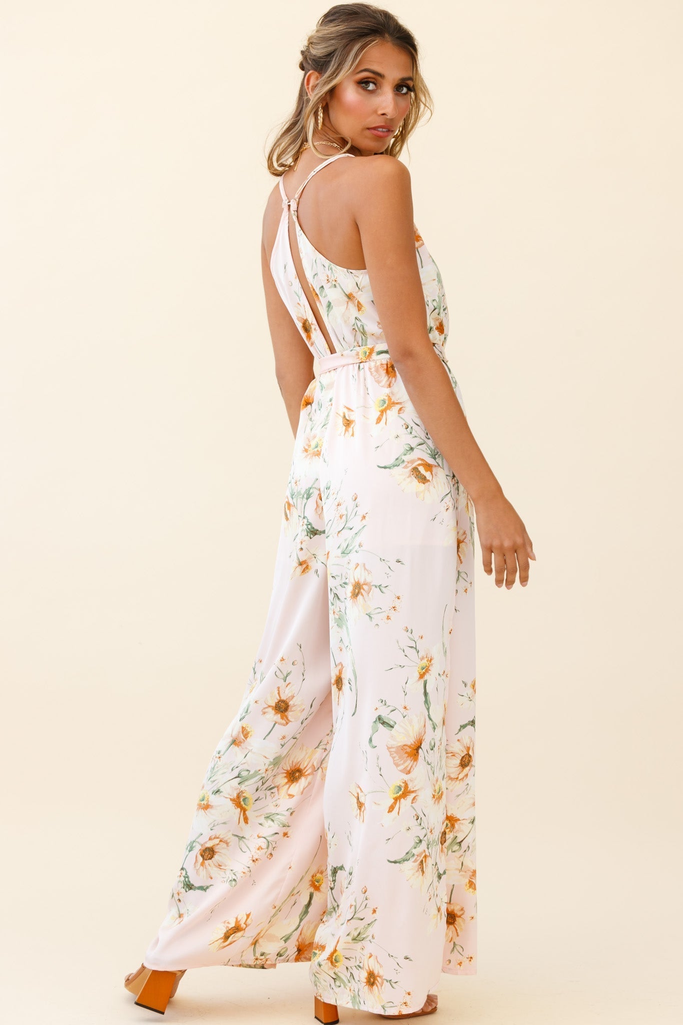 Miso Wide-Leg Cami Jumpsuit Poppy Print Pink