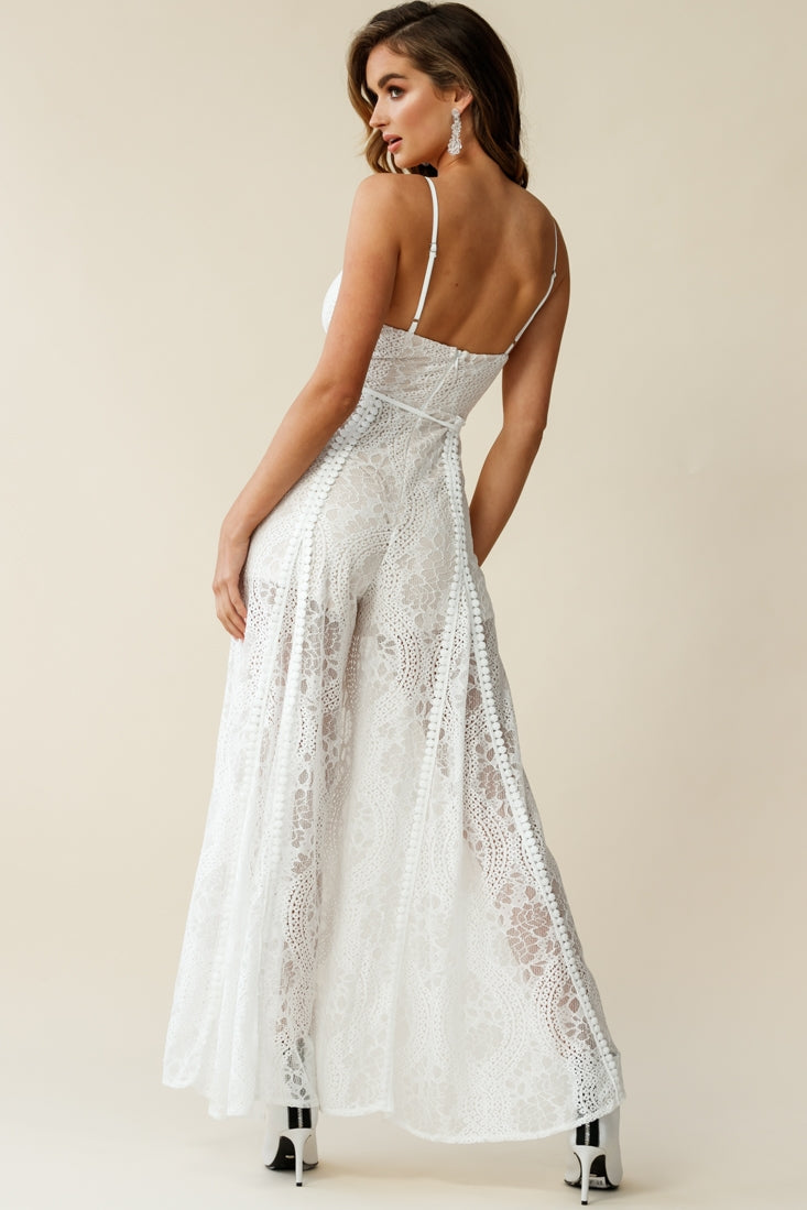 Palm Springs Lace Jumpsuit White