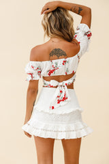 Perfect Timing Pleated Waist Frill Trim Mini Skirt White