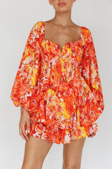 Evanice Shirred Waist Romper Floral Yellow