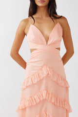 Joss Ruffle Trim Cut-Out Dress Rose