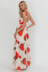 Opulent Low Back Maxi Dress Floral Rose