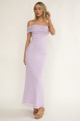 Gala One-Shoulder Textured Maxi Dress Lilac