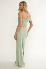 Gala Ruched Waist Maxi Skirt Sage