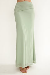 Gala Ruched Waist Maxi Skirt Sage