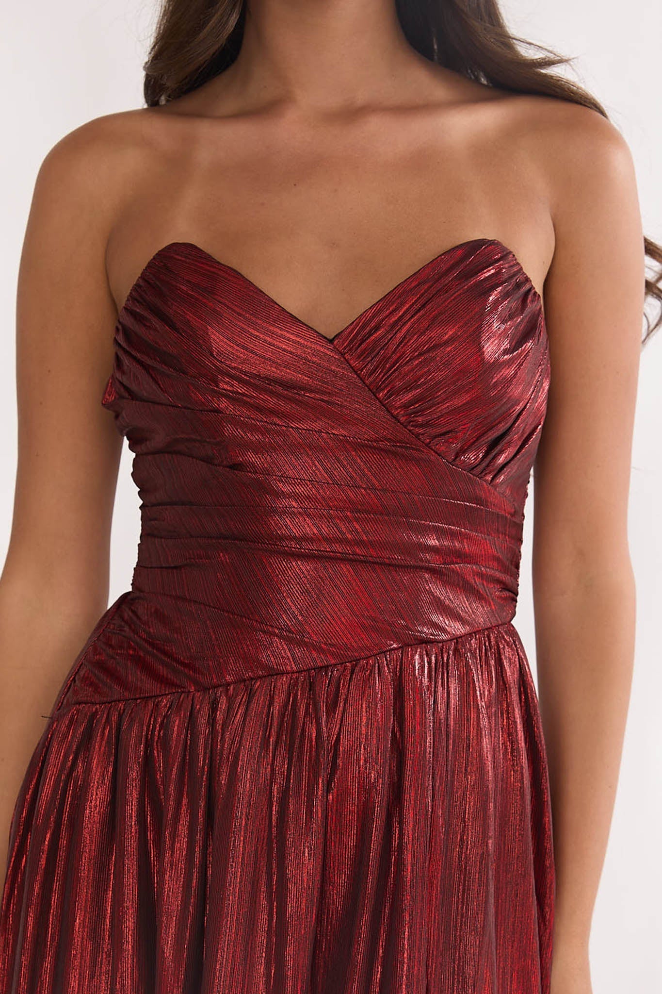 Marin Pointed Sweetheart Maxi Dress Wine