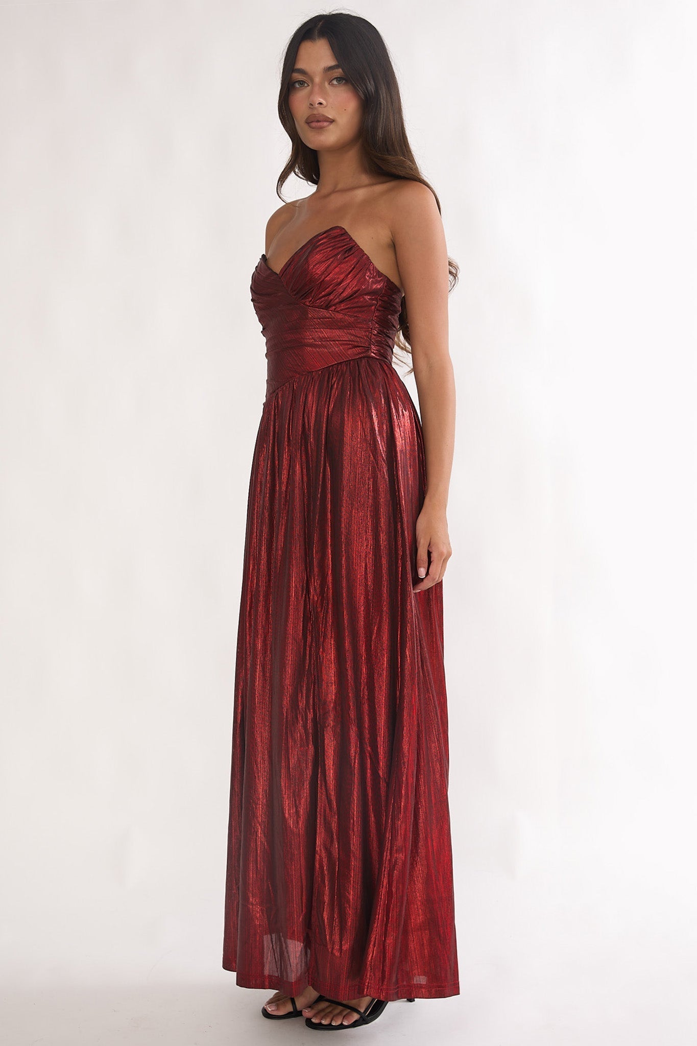 Marin Pointed Sweetheart Maxi Dress Wine