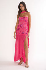 Jezra Strapless Sequin Embellished Maxi Dress Plum