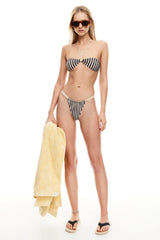 LIONESS Bloom Bikini Top Beige Stripe