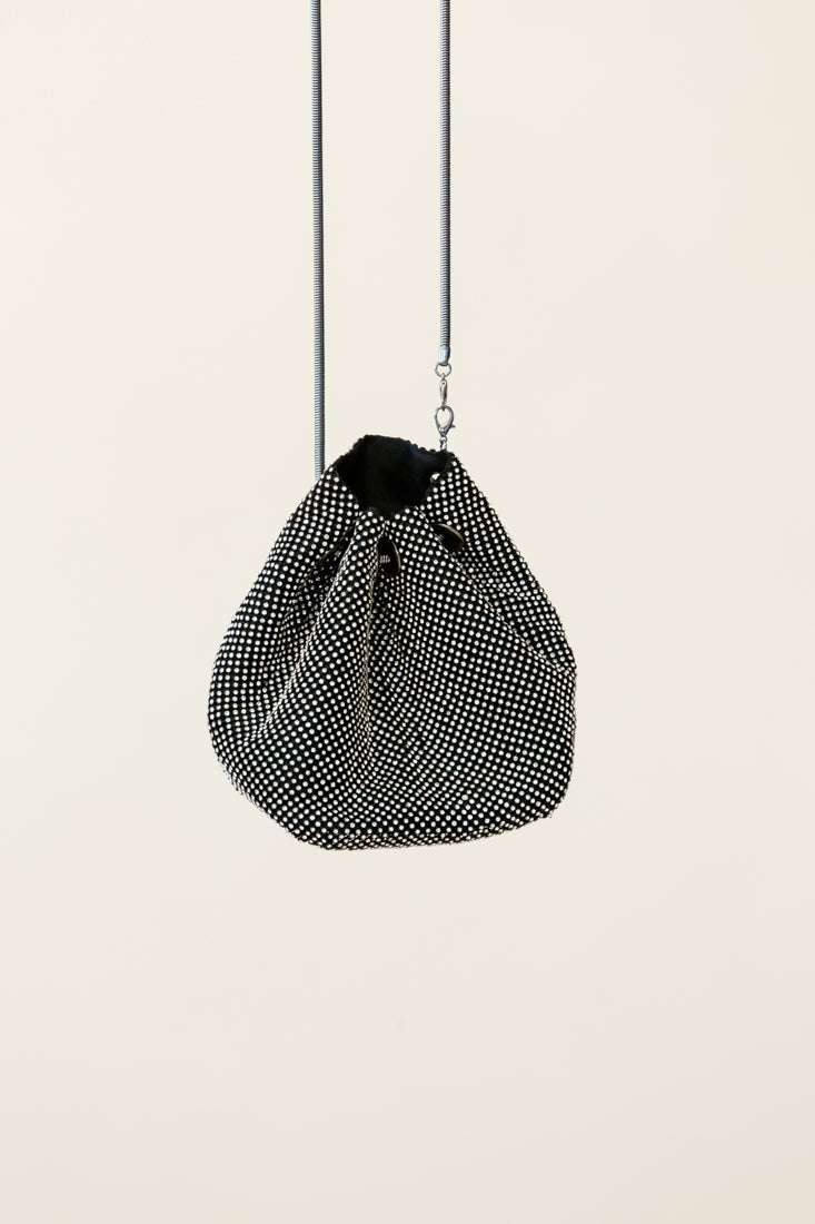 Own The Night Diamante Mesh Bag Black