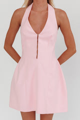 Elisabet Halter Neck Mini Dress Pink