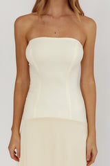Star Avenue Strapless Drop Waist Maxi Dress Butter