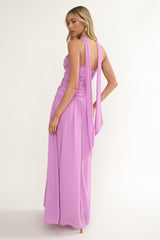 Novarra Twist Bust Strapless Maxi Dress Lilac