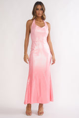 Koral Halter Sequin Maxi Dress Gradient Pink