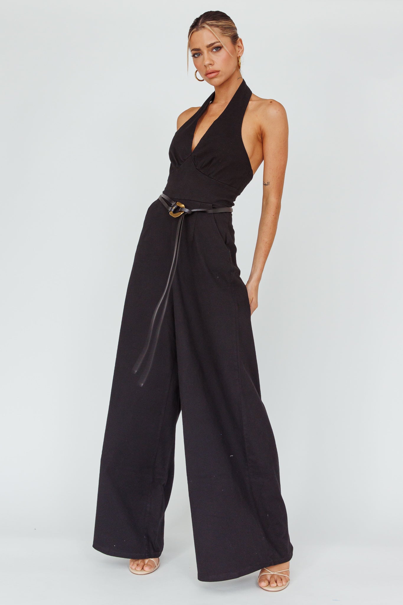 Lyan Gold Buckle Belt Black