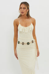 Midwest Fringe Boho Belt White
