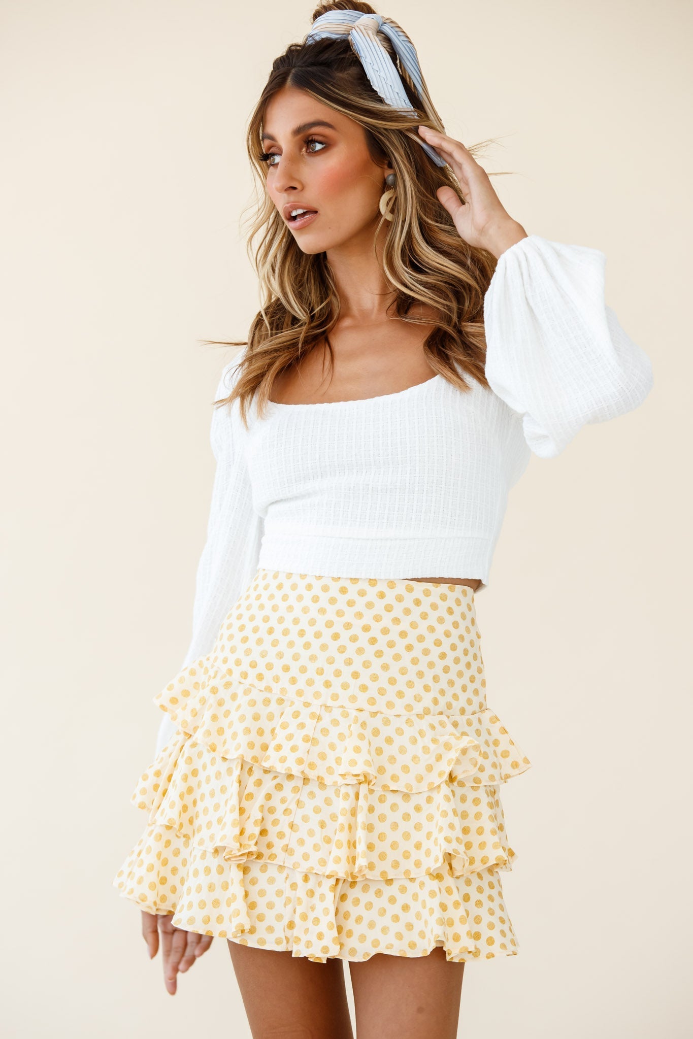 Let Them Eat Cake Triple Ruffle Skirt Polka Dot Yellow