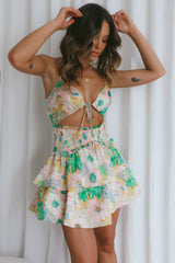 Sylvie Shirred Waist Cami Strap Dress Floral Pink