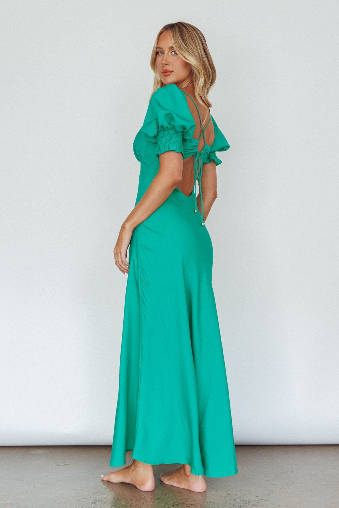 Brigita Tied Back Midi Dress Green