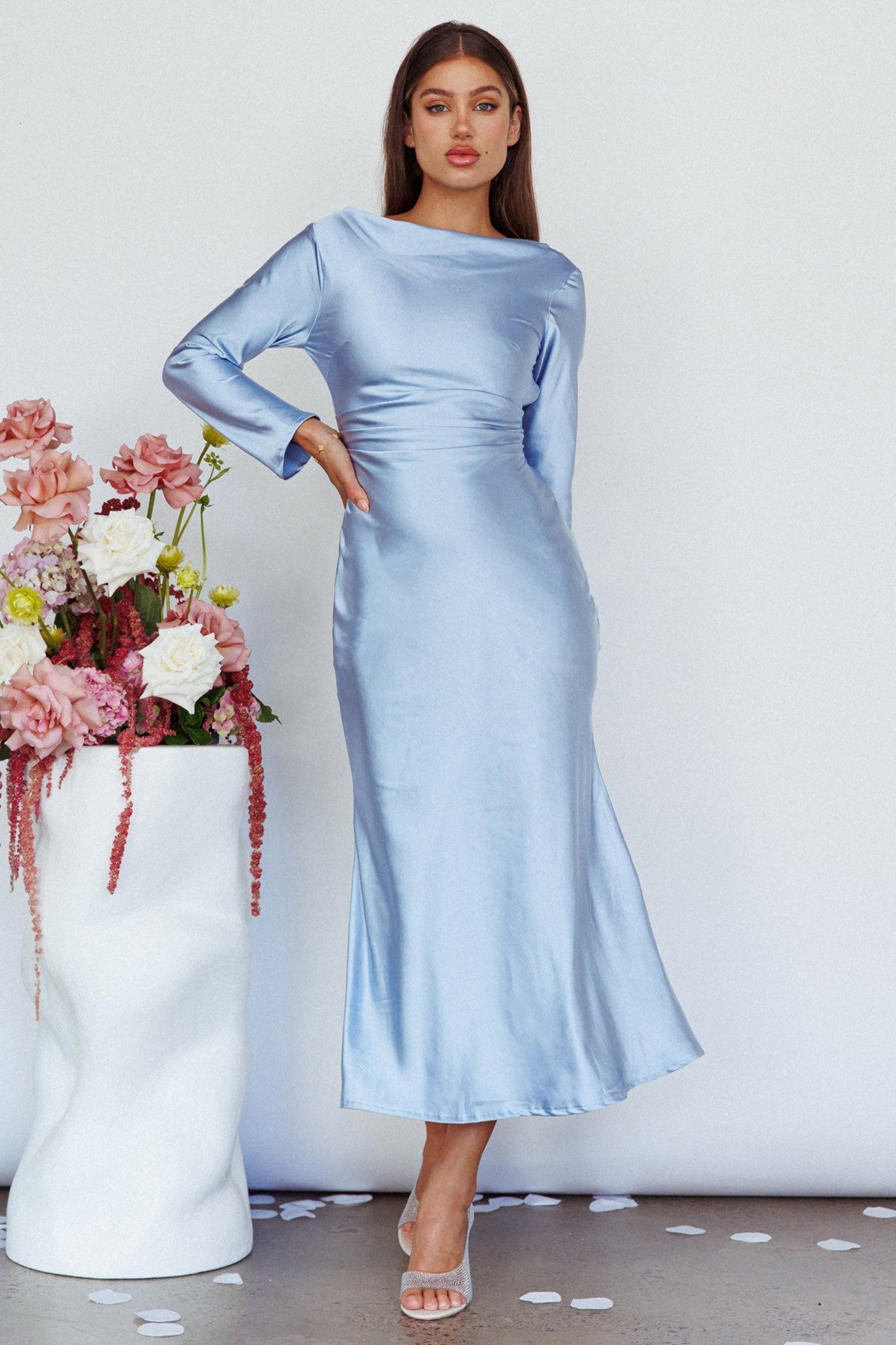Loveland Cowl Back Midi Dress Ice