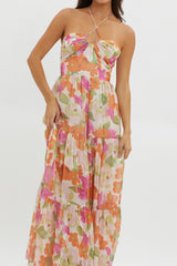 Main Attraction Halterneck Dress Print Pink
