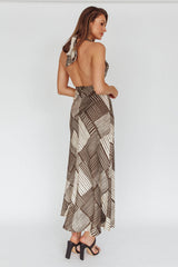 Kailie Halterneck Midi Dress Crosshatch Olive
