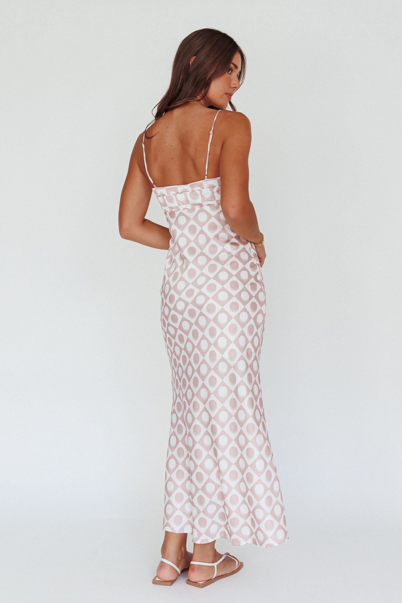 Lane Cove Cami Strap Maxi Dress Print Mocha