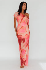 Tumi Short Sleeve Maxi Dress Printed Red