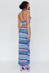 Sammi Tie Waist Knit Maxi Skirt Purple Multi