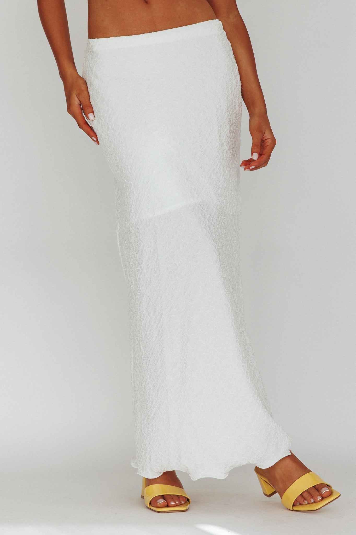 Roman Midi Skirt Textured White
