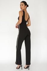 Shenae Piping Trim Jumpsuit Black