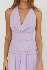 Maretha Cowl Halterneck Maxi Dress Lilac