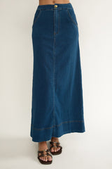 Kaelis Pocket Maxi Skirt Denim