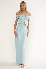 Maelie Column Maxi Skirt Blue